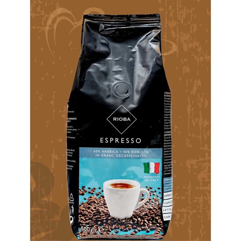 Кофе зерновой Rioba Espresso Decaffeeinated без кофеина, 500