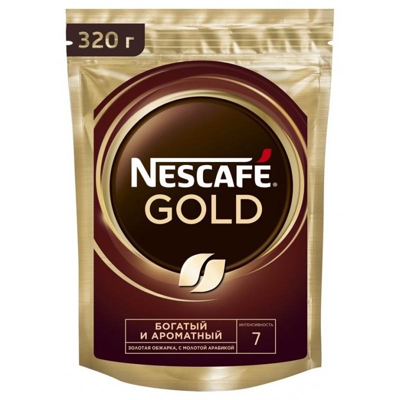 Кофе растворимый Nescafe Gold, пакет, 320г