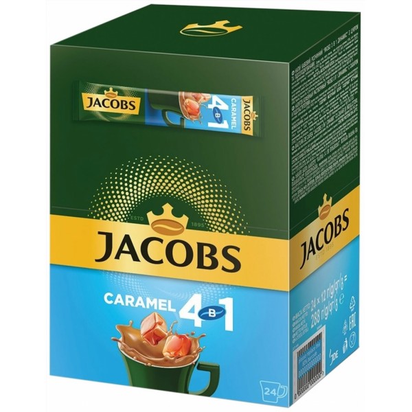Кофе растворимый Jacobs Monarch  4 в1 Карамель пакет 10бл. х24шт. х13,5гр.